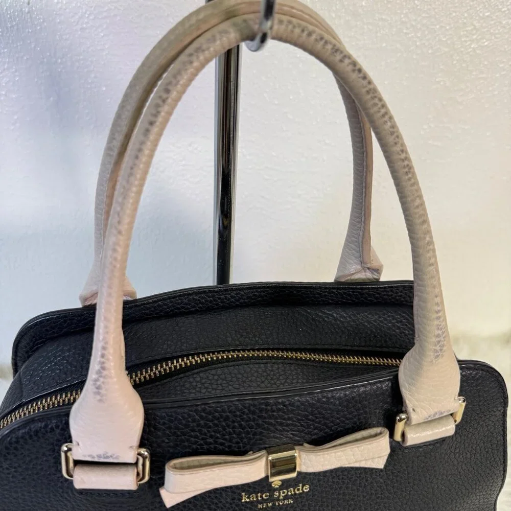 Kate Spade Sawyer Henderson Street Black Satchel Pumise Leather CrossbodyBag Bow